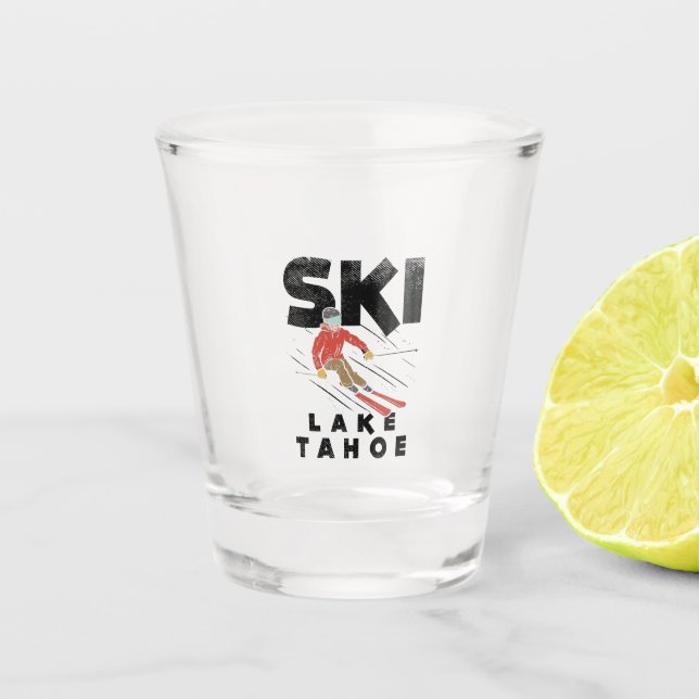 Skiing - Ski Lake Tahoe  Shot Glass (Front)