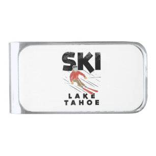 Skiing - Ski Lake Tahoe Silver Finish Money Clip