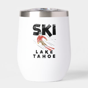 Skiing - Ski Lake Tahoe Thermal Wine Tumbler