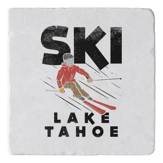 Skiing - Ski Lake Tahoe Trivet (Front)
