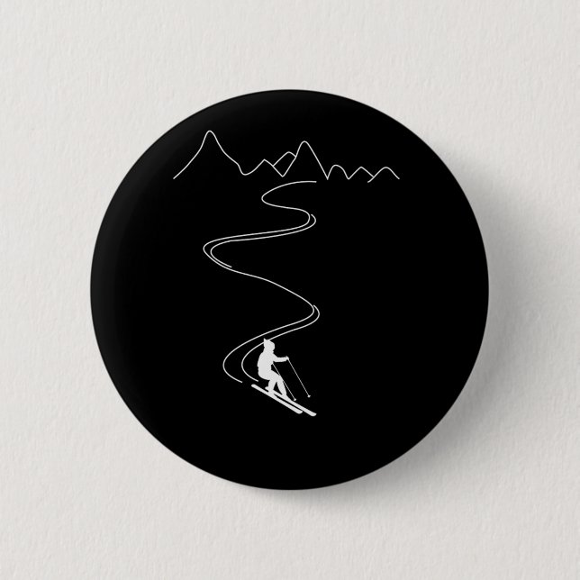 Skiing Ski Minimalist Skiing In The Mountains  Button (Front)