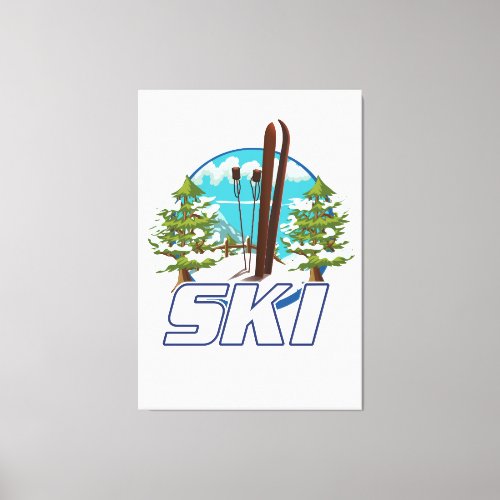 Skiing ski poster logo canvas print