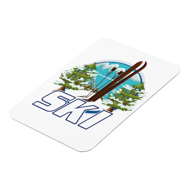 Skiing, ski poster logo. magnet (Left Side)