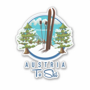 Skiing, ski poster logo. sticker