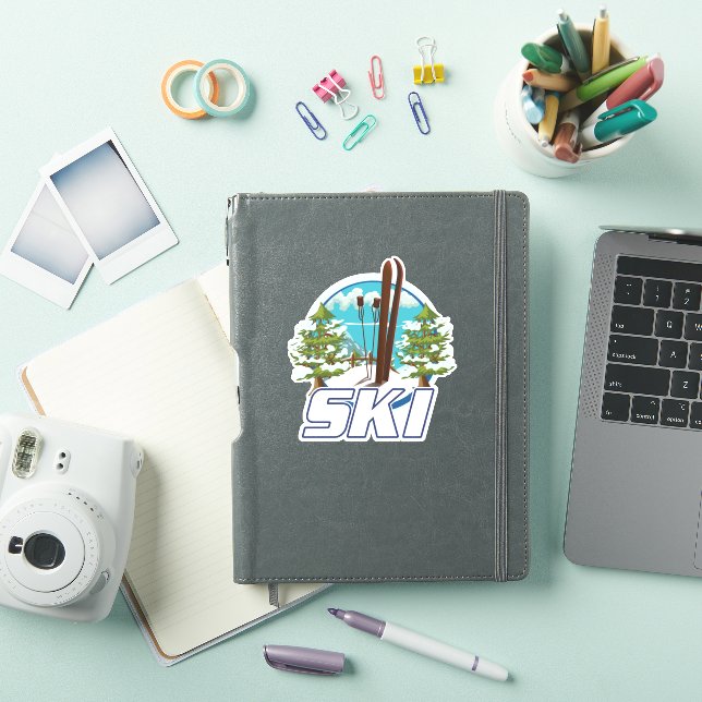 Skiing, ski poster logo. sticker (iPad Cover)