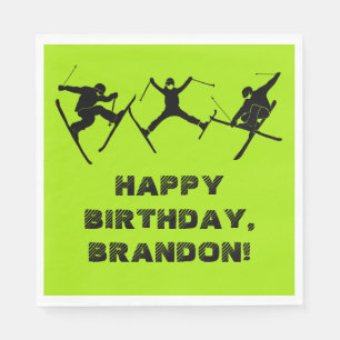 Skiing, Ski Tricks Themed Teen Boys Birthday Party Napkins