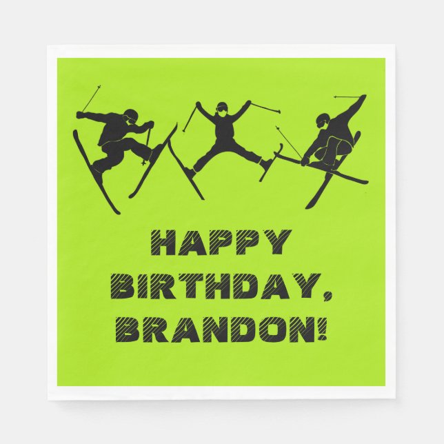 Skiing, Ski Tricks Themed Teen Boys Birthday Party Napkins (Front)