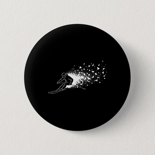 Skiing Skier Freestyle Powder Burst Mountain Snow  Button (Front)