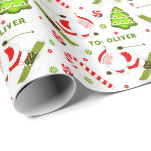 Skiing Skier Holiday Gift Wrapping Paper