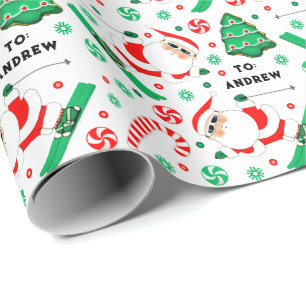 Skiing Skier Holiday Gift Wrapping Paper