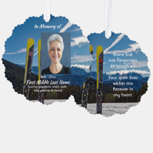 Skiing Skier Memorial Keepsake  Ornament Card