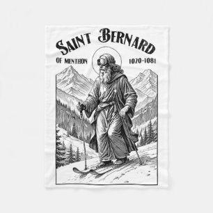 Skiing Skier Patron Saint Bernard Vintage Winter S Fleece Blanket