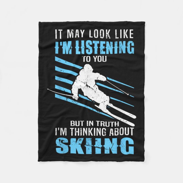 Skiing Skier - Ski Rider - Skiing  Fleece Blanket (Front)