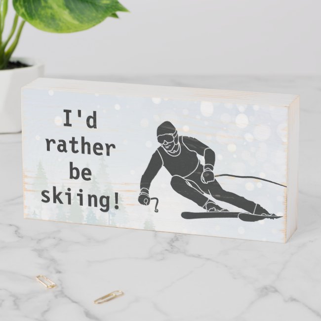 Skiing Skier Wooden Box Sign
