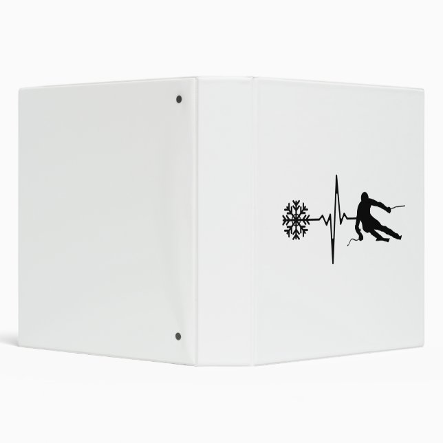 Skiing - Skiing Heartbeat Skier Gift 3 Ring Binder (Background)