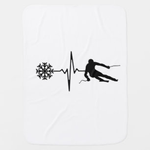 Skiing - Skiing Heartbeat Skier Gift Baby Blanket