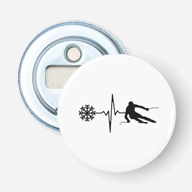 Skiing - Skiing Heartbeat Skier Gift Bottle Opener (Front)