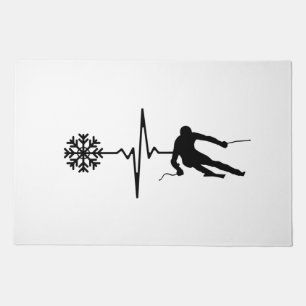 Skiing - Skiing Heartbeat Skier Gift Doormat