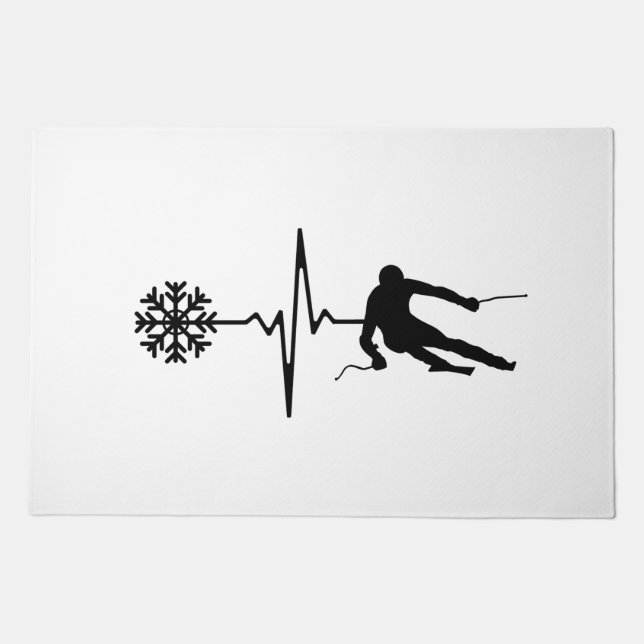 Skiing - Skiing Heartbeat Skier Gift Doormat (Front)