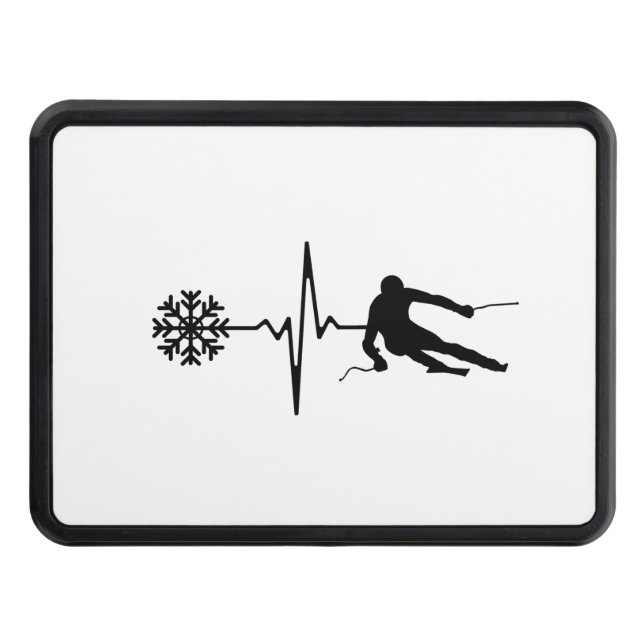 Skiing - Skiing Heartbeat Skier Gift Hitch Cover (Front)