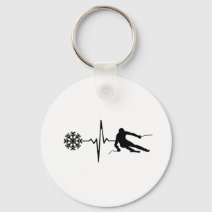 Skiing - Skiing Heartbeat Skier Gift Keychain