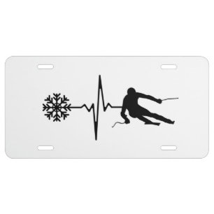 Skiing - Skiing Heartbeat Skier Gift License Plate