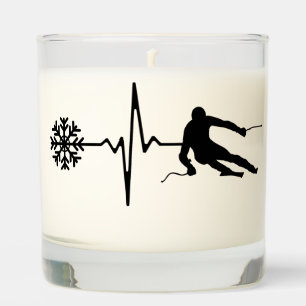 Skiing - Skiing Heartbeat Skier Gift Scented Candle