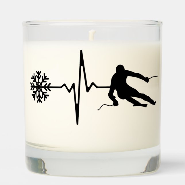 Skiing - Skiing Heartbeat Skier Gift Scented Candle (Front)