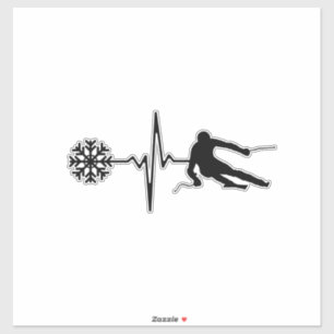 Skiing - Skiing Heartbeat Skier Gift Sticker
