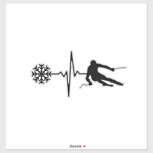 Skiing - Skiing Heartbeat Skier Gift Sticker (Sheet)