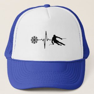 Skiing - Skiing Heartbeat Skier Gift Trucker Hat