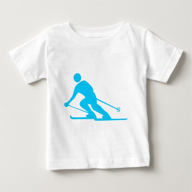 Skiing - Sky Blue Baby T-Shirt (Front)