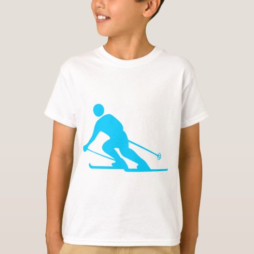 Skiing _ Sky Blue T_Shirt