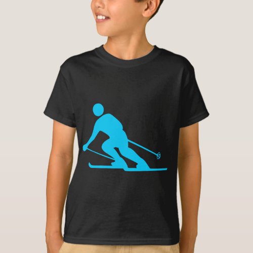 Skiing _ Sky Blue T_Shirt