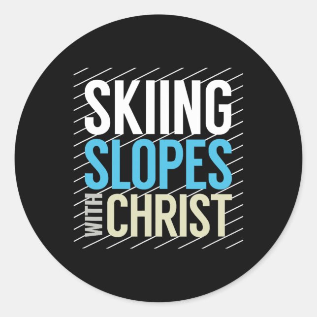Skiing Slopes With Jesus  Classic Round Sticker (Front)