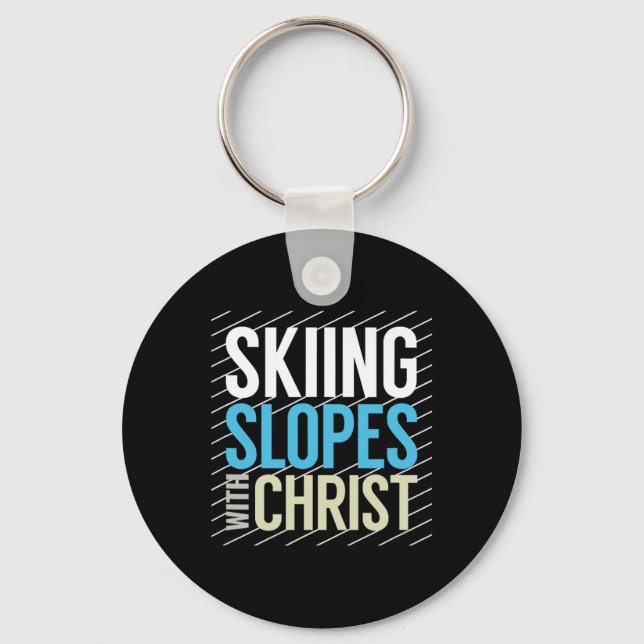 Skiing Slopes With Jesus  Keychain (Front)