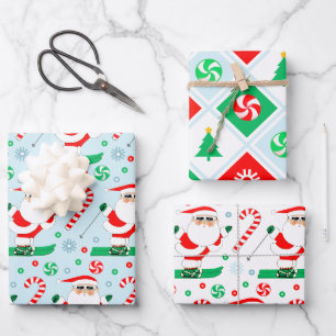 Skiing Snow Skier Holiday Gift Wrapping Paper Sheets
