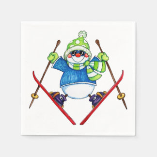 Skiing Snowman - Paper Napkins