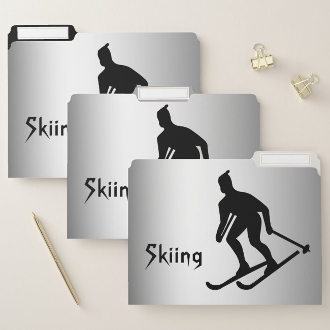 Skiing Sports Black and Silver File Folder Set