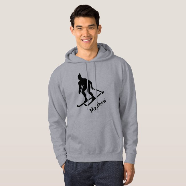Skiing Sports Black Silhouette Hoodie Sweatshirt