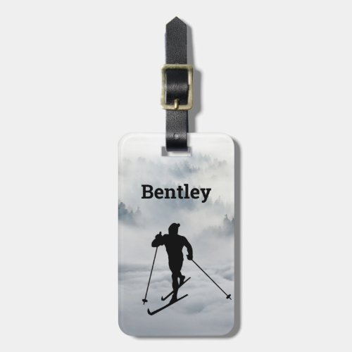 Skiing Sports Emphasis personalize winter bkground Luggage Tag