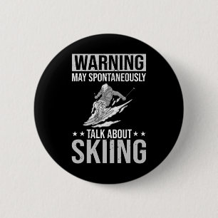 Skiing Sports Funny Ski Training Competition Button