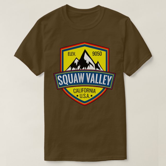 Skiing Squaw Valley California Ski Mountains Snowb T-Shirt (Design Front)