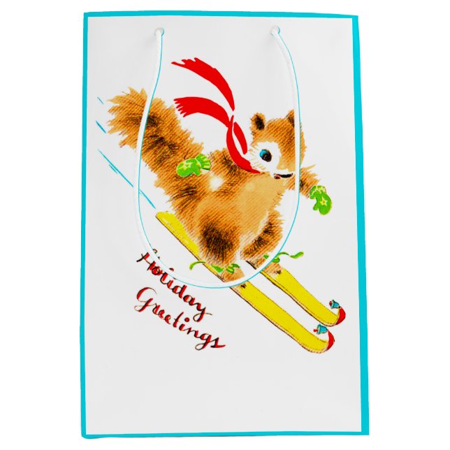 skiing squirrel medium gift bag (Front)