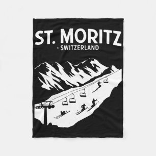 Skiing St Moritz Switzerland Fleece Blanket