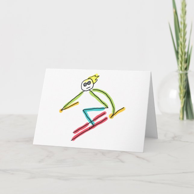 Skiing Stickman Card (Front)