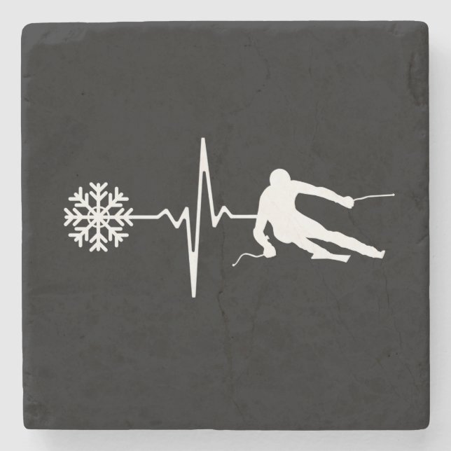Skiing Stone Coaster (Front)