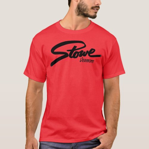 SKIING STOWE VERMONT SKI MOUNTAINS SNOWBOARD TYPOG T_Shirt