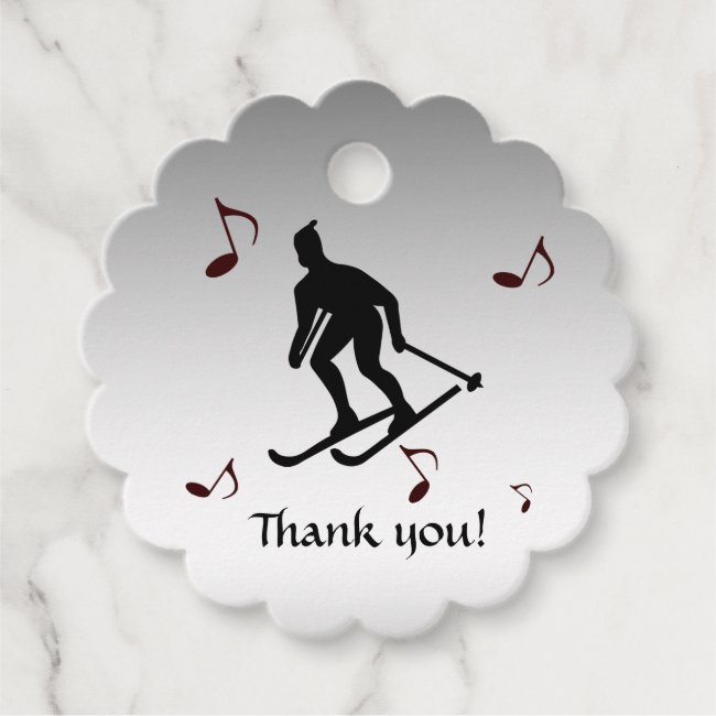 Skiing Thank You Set of 12 Silver Favor Tags