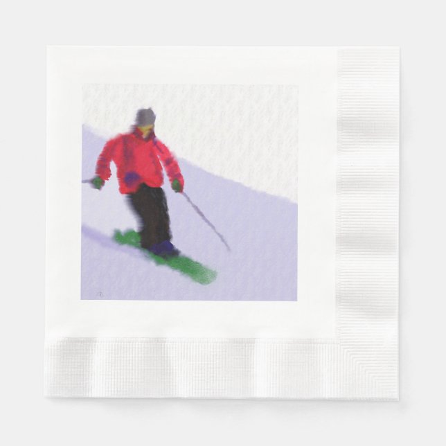 Skiing the Slopes Art Napkins (Front)